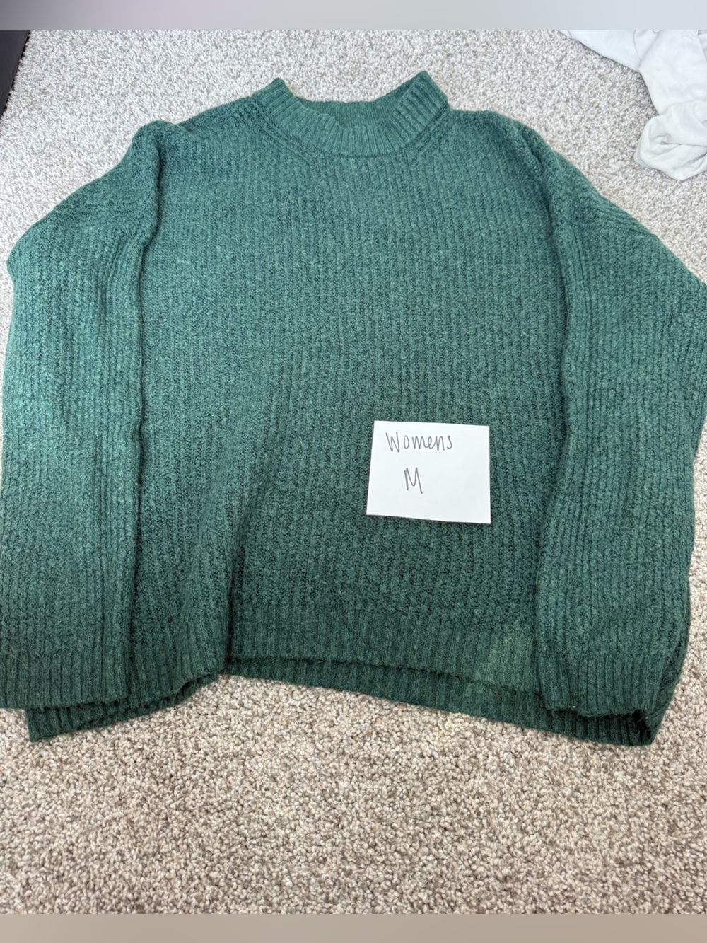 American Eagle Outfitters Women's Forest Green Ribbed Knit Sweater